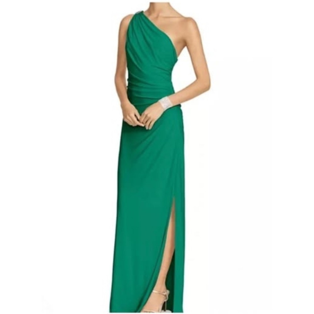 Lauren Ralph Lauren one shoulder emerald green evening dress size 2